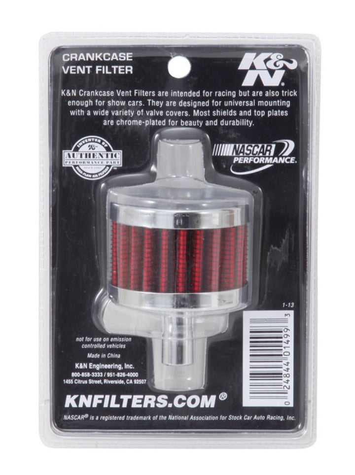 K&N Steel Base Chrome Top Crankcase Vent Filter 1/2in. Vent / 2in. OD / 1-1/2in. Height - Bull Strap