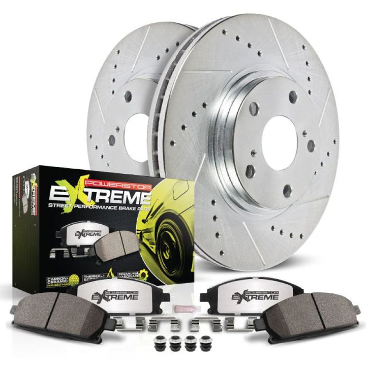 Power Stop 08-23 Dodge Challenger Rear Z26 Street Warrior Brake Kit - Bull Strap