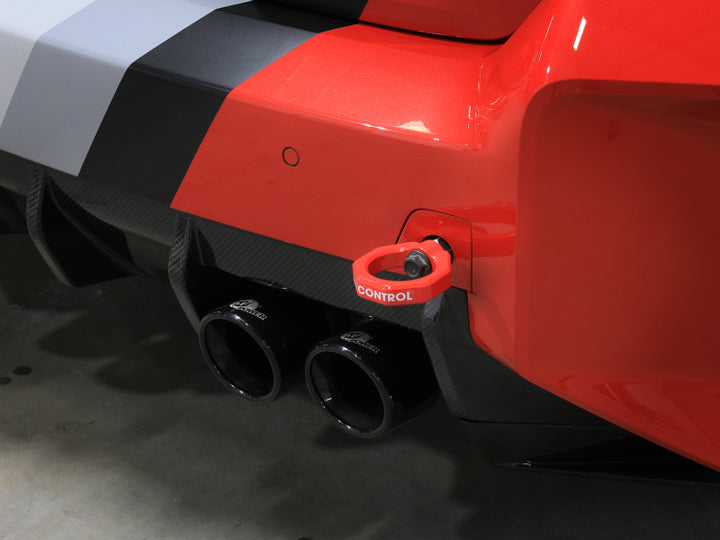 aFe 23-25 BMW M2 (G87) CONTROL Front / Rear Tow Hook - Red - Bull Strap