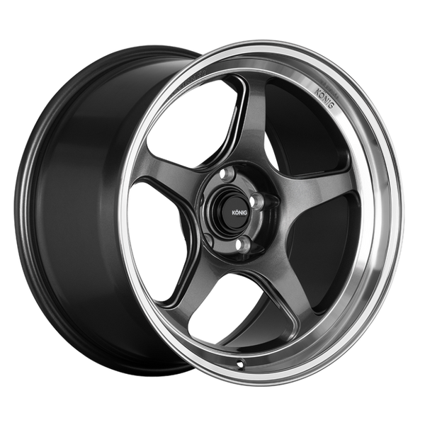 Konig Hyperspec 17x8 4x100 ET40 Anthracite Metallic Wheel w/ Mirror Machined Lip (Knurled Bead) - Bull Strap