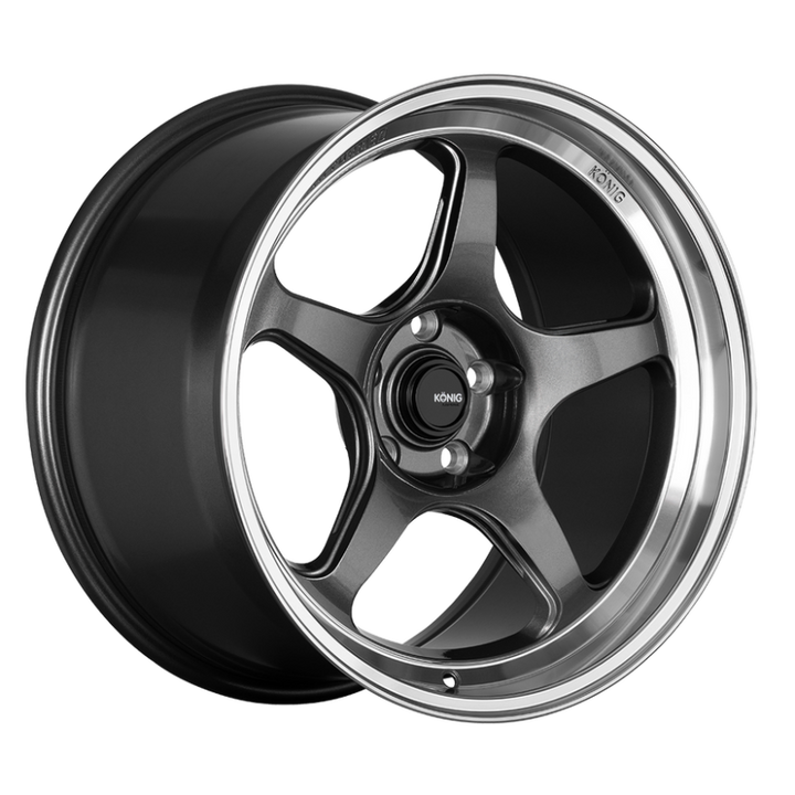 Konig Hyperspec 17x8 4x100 ET40 Anthracite Metallic Wheel w/ Mirror Machined Lip (Knurled Bead) - Bull Strap