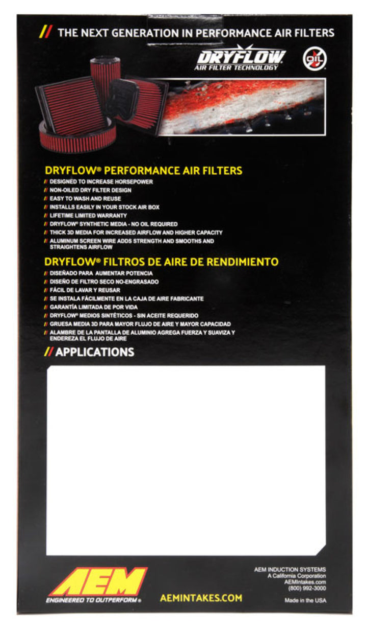 AEM 17-20 Subaru BRZ 2.0L DryFlow Air Filter - Bull Strap