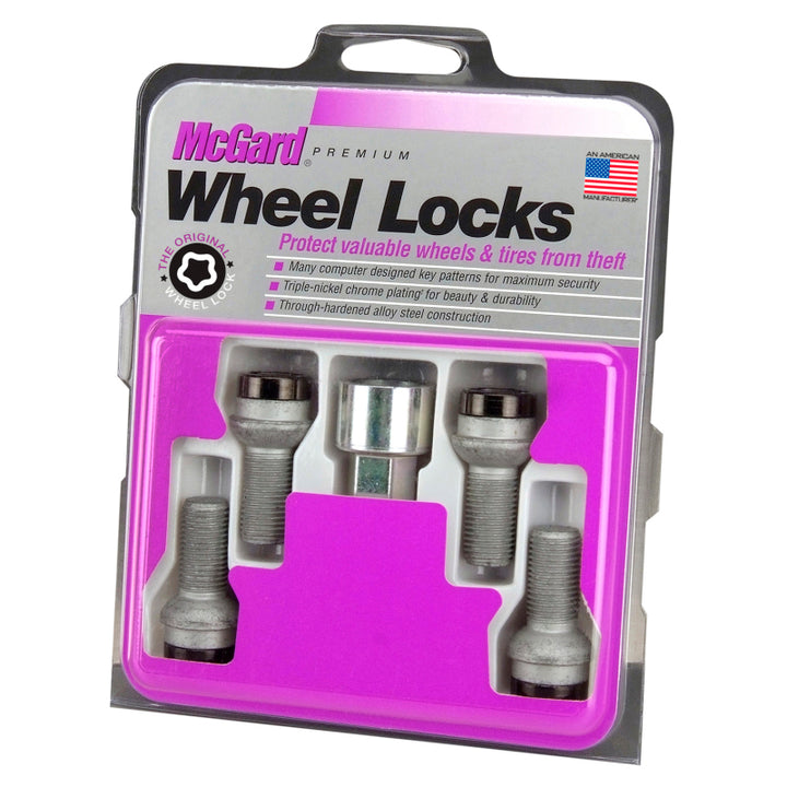 McGard Wheel Lock Bolt Set - 4pk. (Radius Seat) M14X1.5 / 17mm Hex / 27.0mm Shank Length - Black - Bull Strap