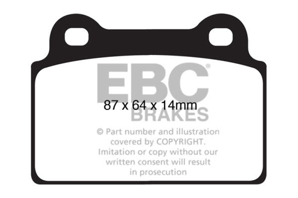 EBC 08-16 Mitsubishi Lancer Evo 10 2.0 Turbo (1 piece rotor) Yellowstuff Rear Brake Pads - Bull Strap