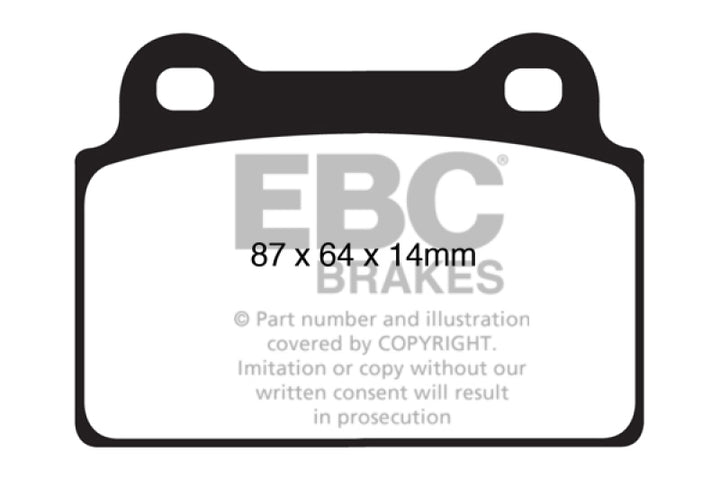 EBC 08-16 Mitsubishi Lancer Evo 10 2.0 Turbo (1 piece rotor) Yellowstuff Rear Brake Pads - Bull Strap