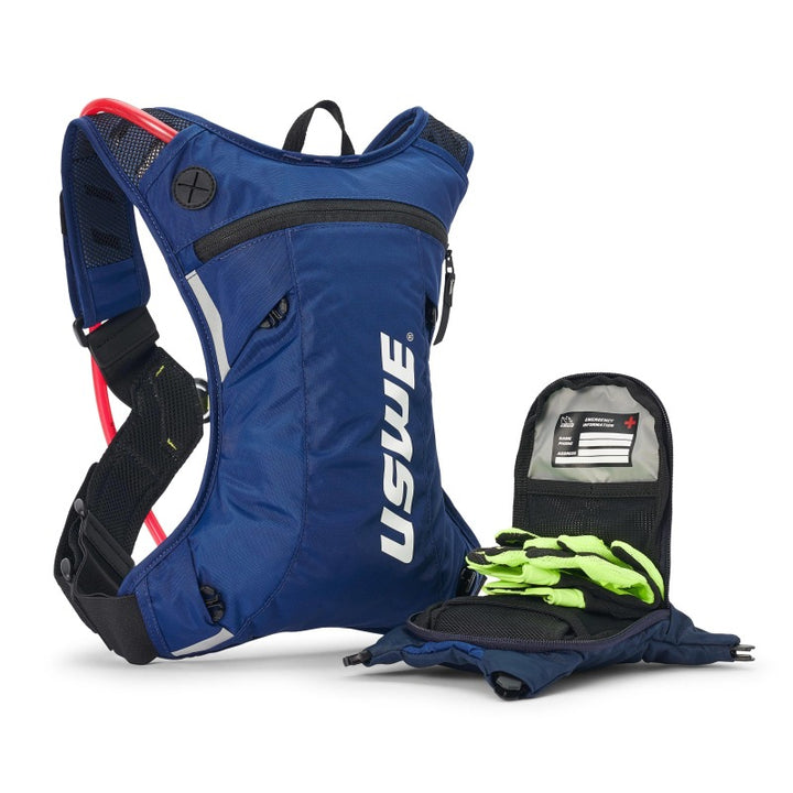 USWE Moto Hydro Hydration Pack 3L - Factory Blue - Bull Strap
