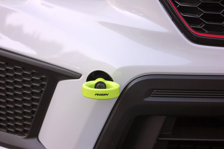 PERRIN 18-21 Subaru WRX & STI / 13-25 BRZ / 17-20 Toyota 86 Tow Hook Kit (Front) - Neon Yellow - Bull Strap