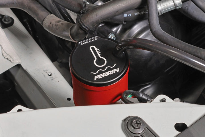 PERRIN 02-25 Subaru WRX / 04-21 STI / 13-25 BRZ/GR86/FRS/86 Coolant Overflow Tank - Red - Bull Strap
