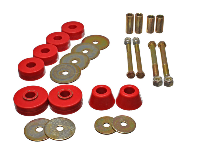 Energy Suspension Chevy Pickup Body Mounts - Red - Bull Strap
