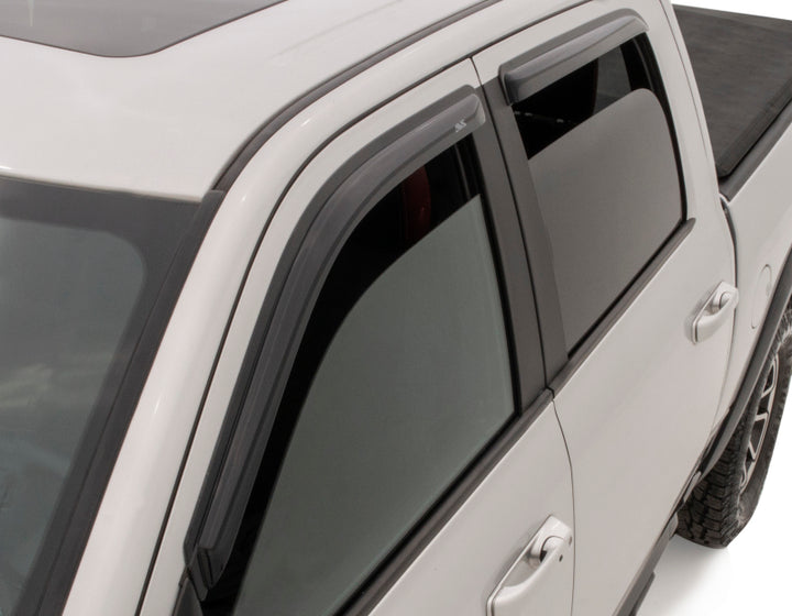 AVS 22-23 Toyota Tundra CrewMax Ventvisor Outside Mount Window Deflectors 4pc - Smoke - Bull Strap