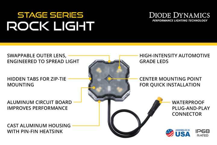 Diode Dynamics RGBW Rock Light Installer Kit w/Controller (4-pack) - Bull Strap