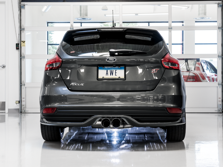 AWE Tuning Ford Focus ST Track Edition Cat-back Exhaust - Chrome Silver Tips - Bull Strap