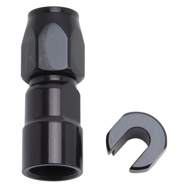 Russell Performance 3/8in SAE Quick Disc Female to -6 Hose Black Straight Hose End - Bull Strap