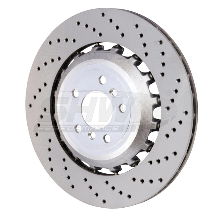 SHW 11-16 BMW M5 4.4L Right Rear Cross-Drilled Lightweight Brake Rotor (34212284104) - Bull Strap