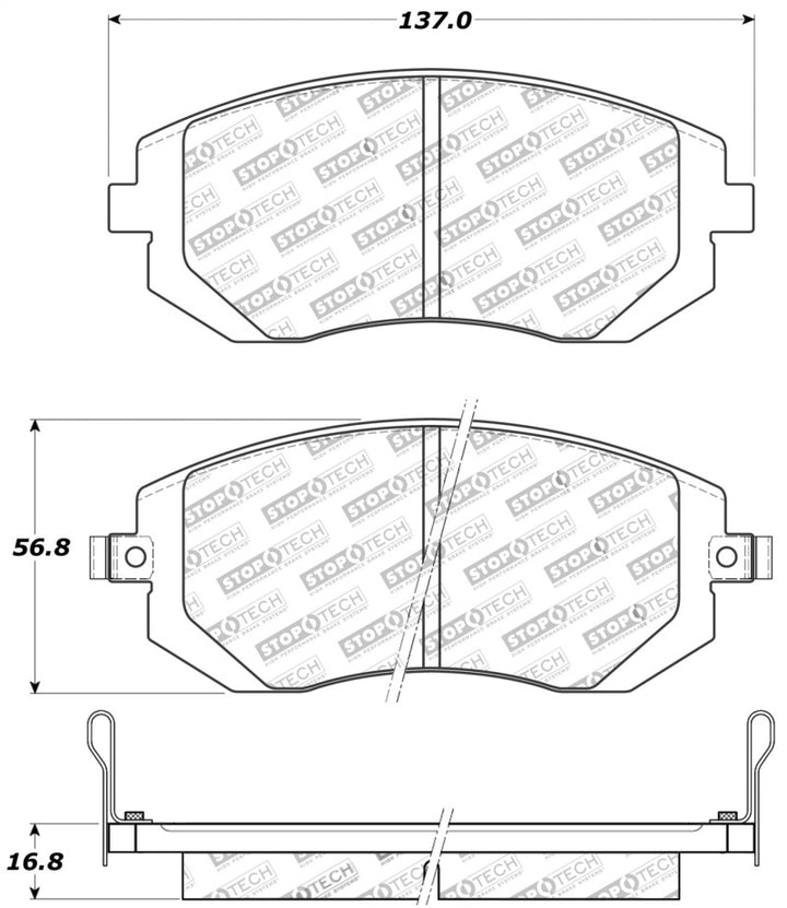 Stoptech 03-10 Subaru Forester/Impreza / 02-12 Subaru Legacy/Outback Sport Brake Pads - Front - Bull Strap
