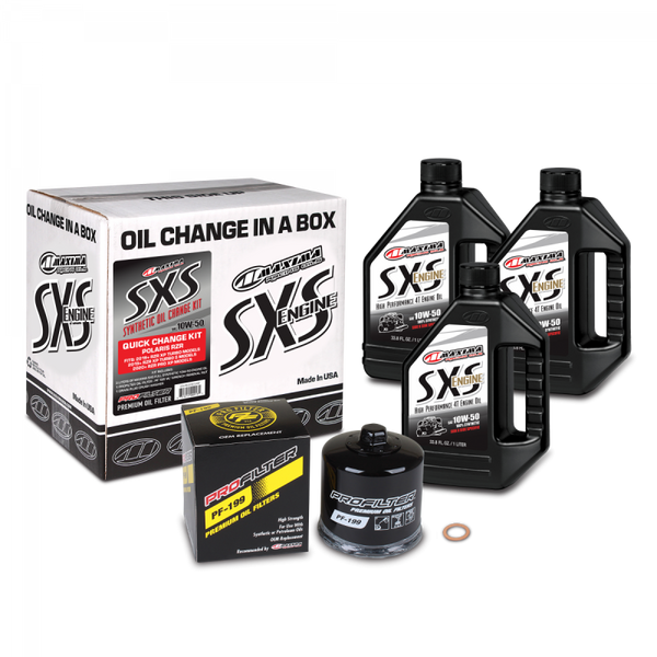 Maxima SXS Polaris RZR/Ranger Quick Change Kit w/Full Synthetic 10W50 Engine Oil/Filter/Hardware - Bull Strap