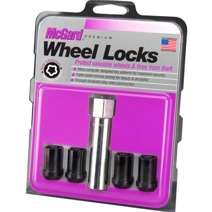 McGard Wheel Lock Nut Set - 4pk. (Tuner / Cone Seat) M12X1.25 / 13/16 Hex / 1.24in. Length - Black - Bull Strap