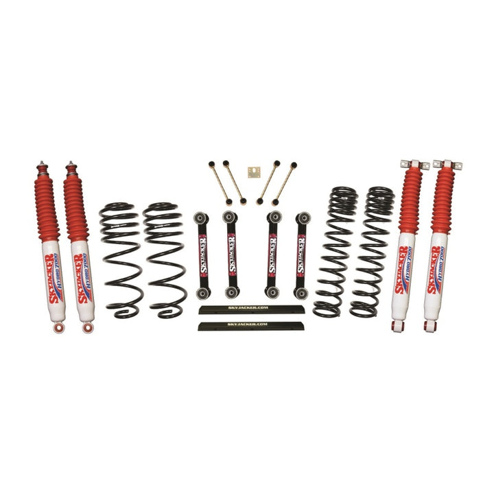 Skyjacker Jeep TJ/LJ 4in Dual Rate Long Travel Front/Rear Kit w/ Hydro 7000 Shocks - Bull Strap