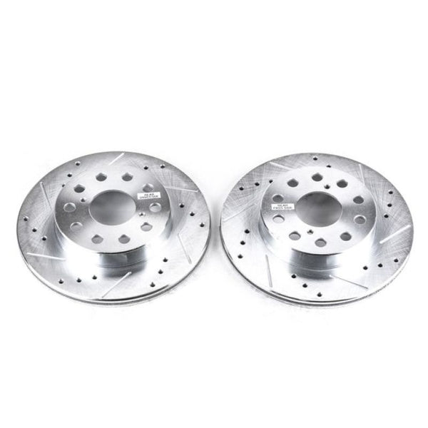 Power Stop 91-95 Toyota MR2 Rear Evolution Drilled & Slotted Rotors - Pair - Bull Strap