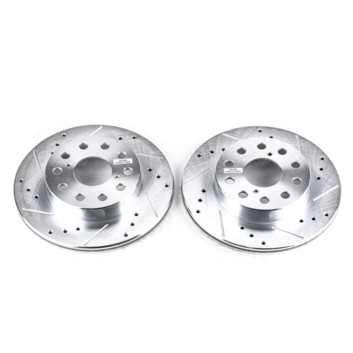 Power Stop 91-95 Toyota MR2 Rear Evolution Drilled & Slotted Rotors - Pair - Bull Strap