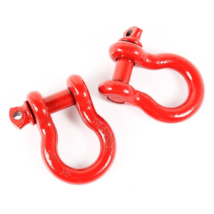 Rugged Ridge Red 7/8in D-Shackles - Bull Strap