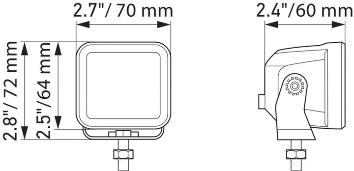 Hella Universal Black Magic 2.7in L.E.D. Cube Kit - Flood Beam - Bull Strap