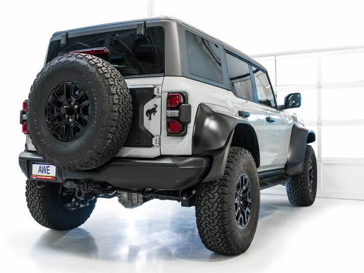 AWE Tuning 22-24 Ford Bronco Raptor 4WD Dual BashGuards Cat-Back SwitchPath Exhaust (No Tips) - Bull Strap