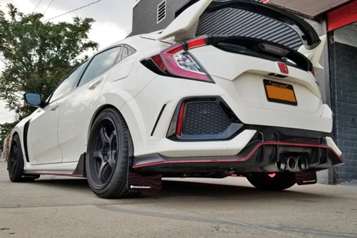 Rally Armor 17-22 Honda Civic Type R Black UR Mud Flap w/Red Logo - Bull Strap