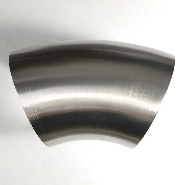 Stainless Bros 3in Diameter 1.5D / 4.5in CLR 45 Degree Bend No Leg Mandrel Bend - Bull Strap