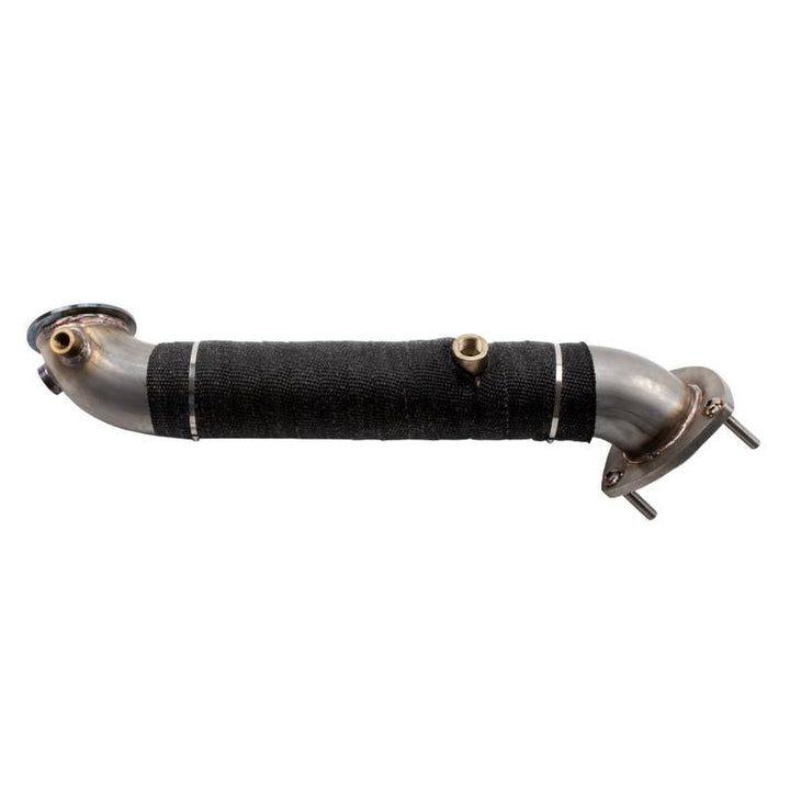 Wehrli 15.5-16 Chevrolet 6.6L LML Duramax 3in Stainless Down Pipe (3 Bolt Flange) - Bull Strap