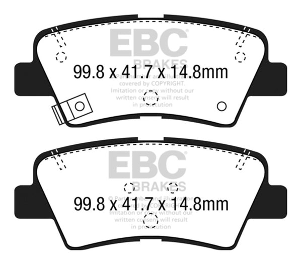 EBC 12+ Hyundai Elantra GT 2 Yellowstuff Rear Brake Pads - Bull Strap