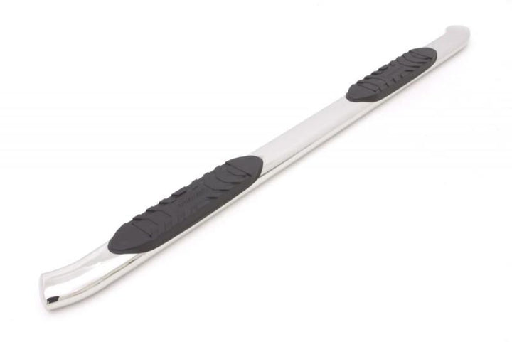 Lund 07-17 Chevy Silverado 1500 Crew Cab 5in. Curved Oval SS Nerf Bars - Polished - Bull Strap