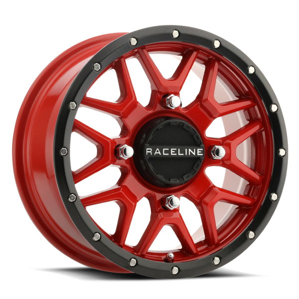Raceline A94R Krank 15x7in / 4x156 BP / 10mm Offset / 132.5mm Bore - Red & Black Lip Wheel - Bull Strap