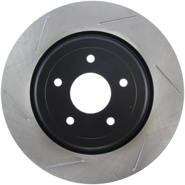 StopTech Power Slot 06-10 Chevrolet Corvette Rear Right Slotted Rotor - Bull Strap