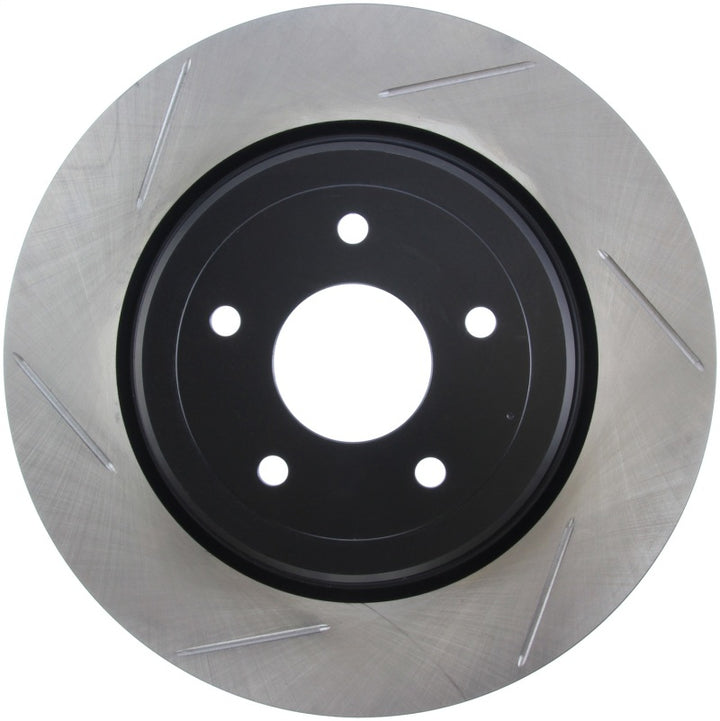 StopTech Power Slot 06-10 Chevrolet Corvette Rear Right Slotted Rotor - Bull Strap