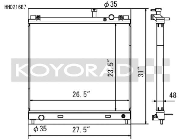 Koyo 04-13 Nissan Titan/Armade/QX56 5.6L V8 (Req. Trans Cooler) Radiator - Bull Strap