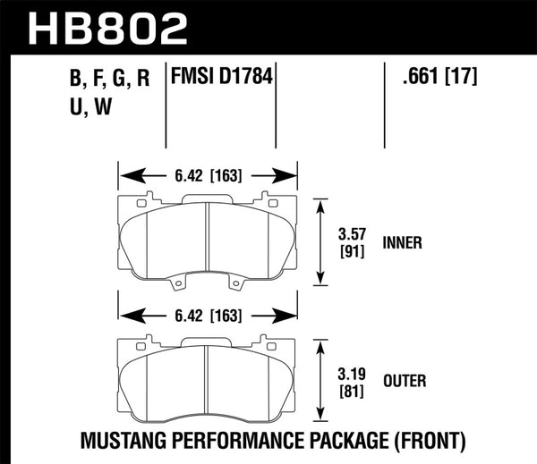 Hawk 15-17 Ford Mustang Performance Package HPS 5.0 Front Brake Pads - Bull Strap
