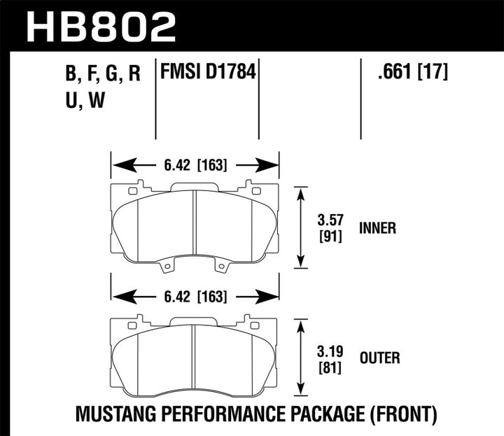 Hawk 15-17 Ford Mustang Performance Package HPS 5.0 Front Brake Pads - Bull Strap