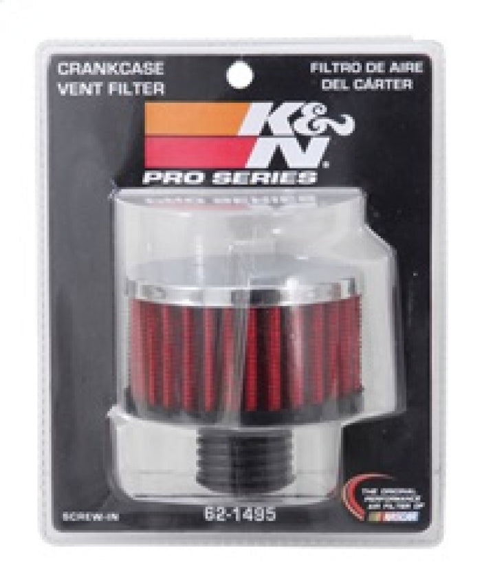 K&N .5in Flange ID x 3in OD x 3.25in H Rubber Base Crankcase Vent Filter - Bull Strap