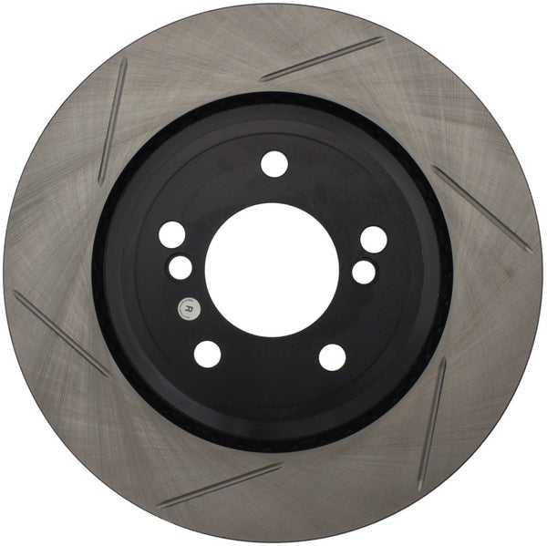 StopTech Power Slot 01-07 BMW M3 (E46) / 00-04 BMW M5 (E39) Rear Right Slotted Rotor - Bull Strap