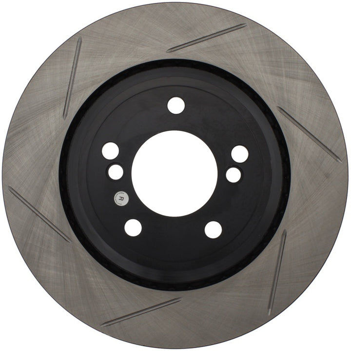 StopTech Power Slot 01-07 BMW M3 (E46) / 00-04 BMW M5 (E39) Rear Right Slotted Rotor - Bull Strap