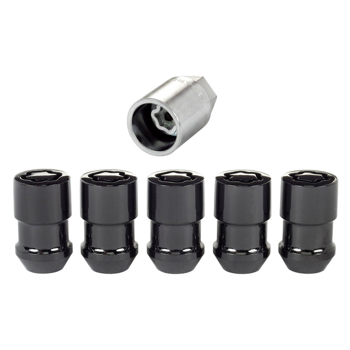 McGard Wheel Lock Nut Set - 5pk. (Cone Seat) M12X1.5 / 3/4 Hex / 1.46in. Length - Black - Bull Strap