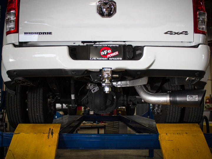 aFe ATLAS 5in Alum Steel DPF-Back Exhaust System w/Black Tip 19-20 Ram Diesel Trucks L6-6.7L (td) - Bull Strap