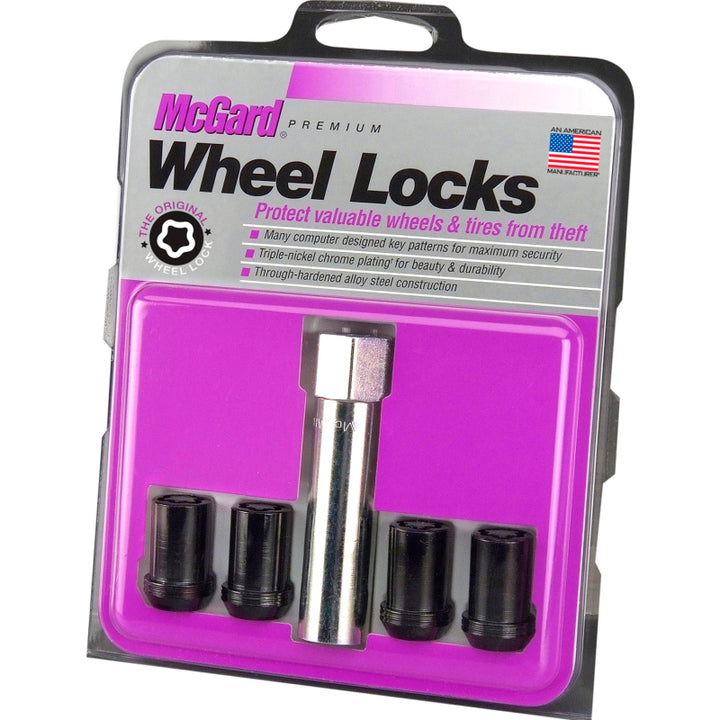 McGard Wheel Lock Nut Set - 4pk. (Tuner / Cone Seat) M12X1.5 / 13/16 Hex / 1.24in. Length - Black - Bull Strap
