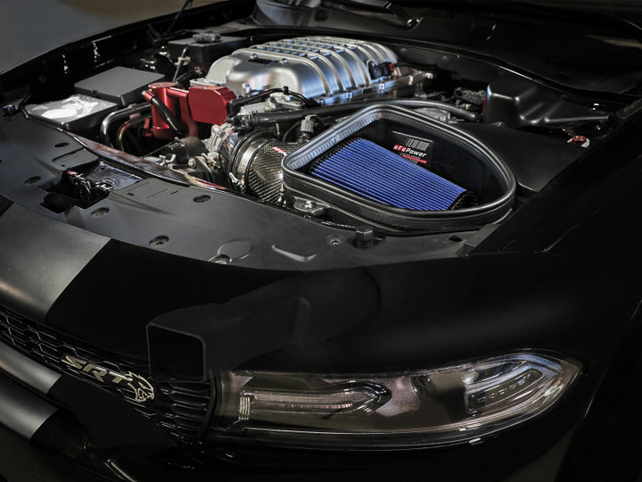 aFe Dodge Charger SRT Hellcat Redeye 21-23 V8-6.2L Track Series Stage-2 Carbon Fiber Intake Pro 5R - Bull Strap