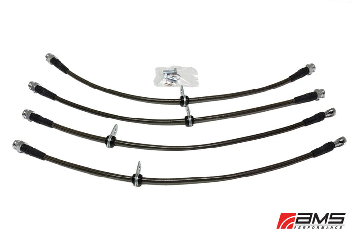 AMS Performance 08-15 Mitsubishi EVO X Stainless Steel Brake Lines (4 Lines) - Bull Strap