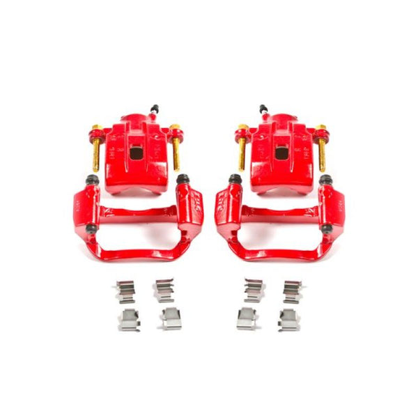 Power Stop 08-15 Toyota Sequoia Rear Red Calipers w/Brackets - Pair - Bull Strap