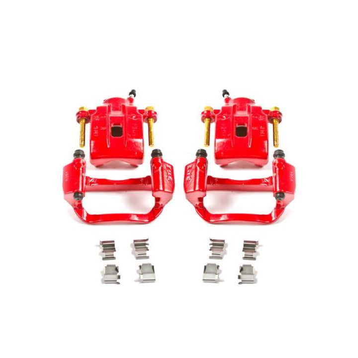Power Stop 08-15 Toyota Sequoia Rear Red Calipers w/Brackets - Pair - Bull Strap