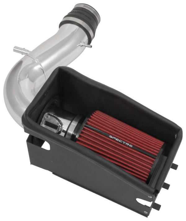 Spectre 11-19 Ford Explorer V6-3.5L F/I Air Intake Kit - Polished Aluminum w/Red Filter - Bull Strap