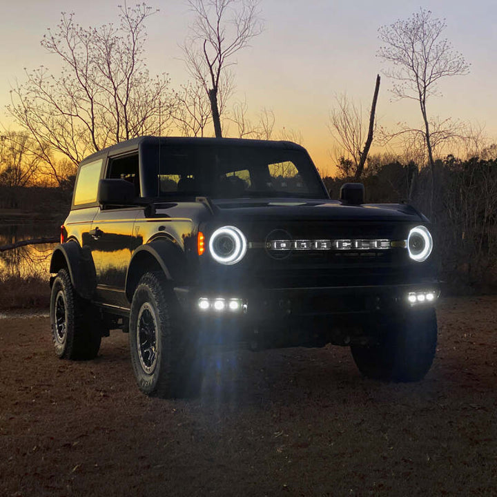 ORACLE Lighting 21-22 Ford Bronco Triple LED Fog Light Kit for Steel Bumper - White - Bull Strap